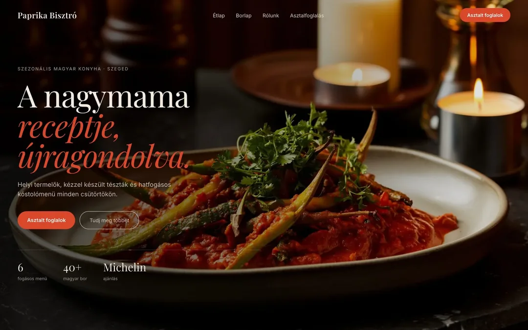 Paprika Bisztró — weboldal