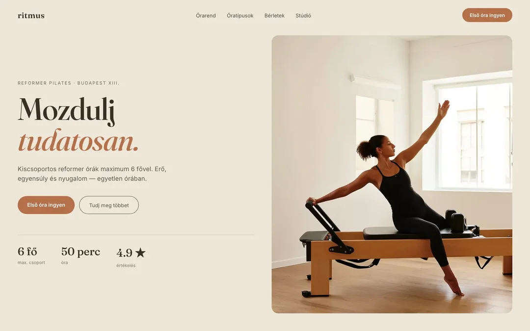 Ritmus Pilates — weboldal