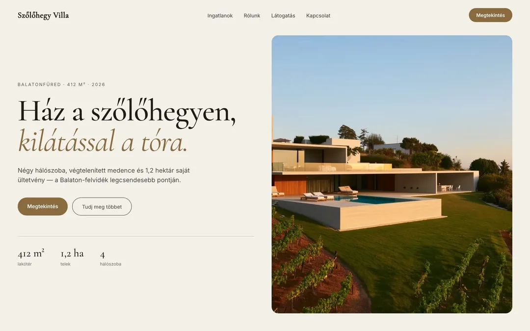Szőlőhegy Villa — weboldal
